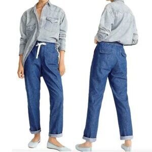 J Crew Tie-Waist Denim Camp Pant Jeans S 100% Cotton